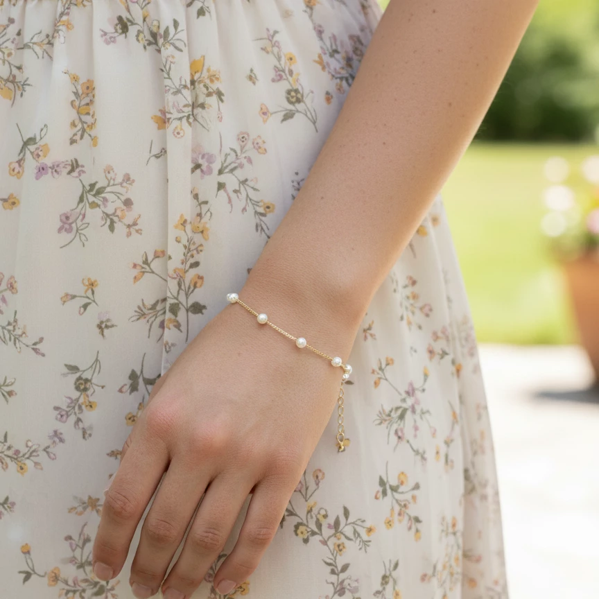 Zərif Mirvari Xalxal – "Pure Elegance" Qızılı Qolbağı