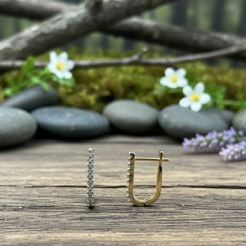 Daşlı U formalı qızılı sırğalar