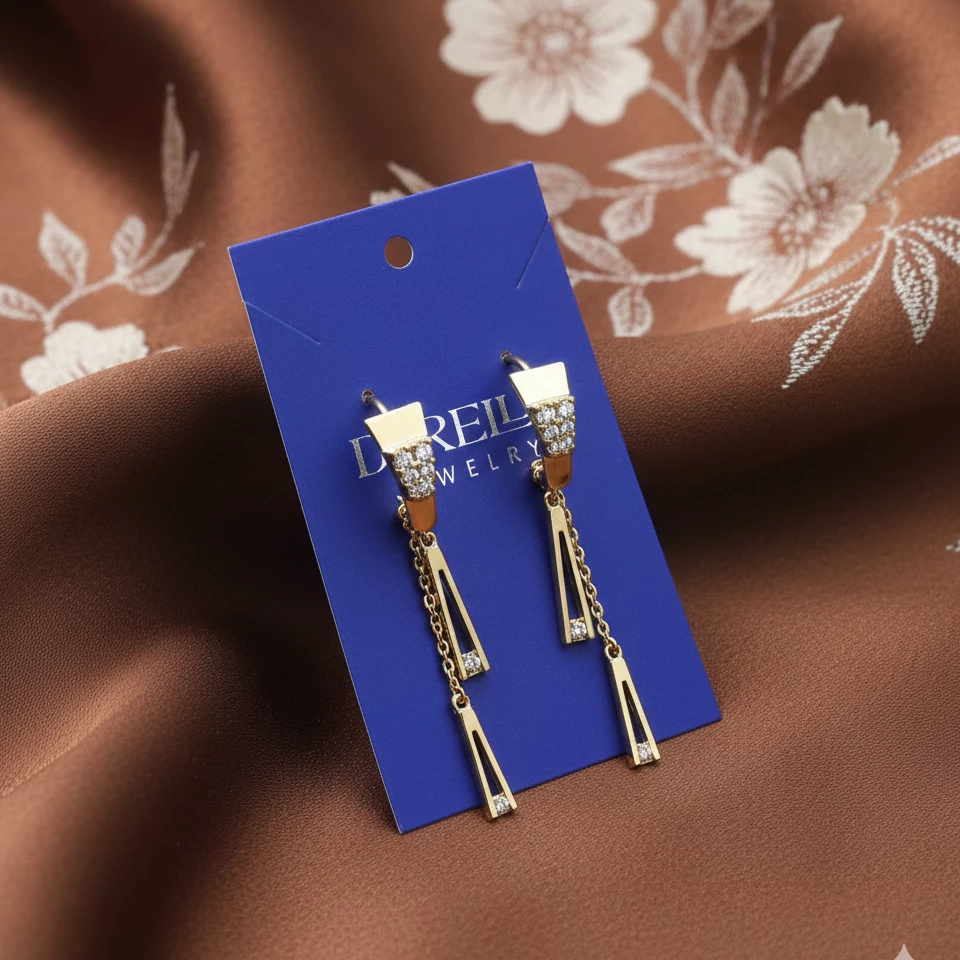 Həndəsi Formalı Qızılı Asma Sırğalar